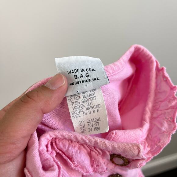 Vintage Wee Boxers Pink Ruffle Jumpsuit 24 Months USA - Picture 8 of 11